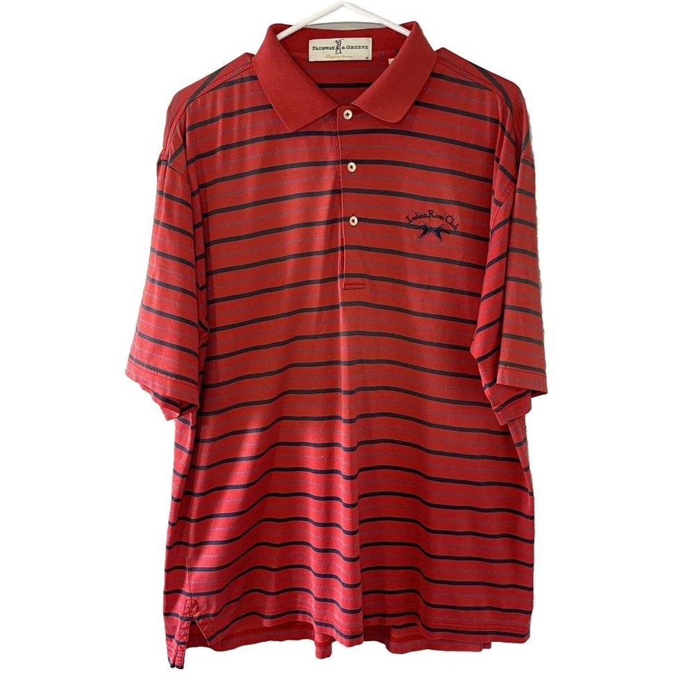 Fairway & Greene Golf Polo Shirt M Indian River Club Red Polyester Short Sleeve